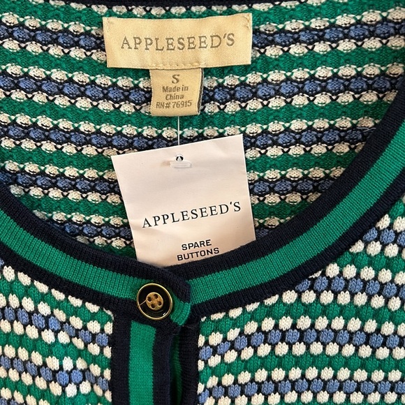 Appleseeds Women’s (S) Multicolor Dot Striped Cardigan Soft Sweater NWT Classic - Picture 2 of 8